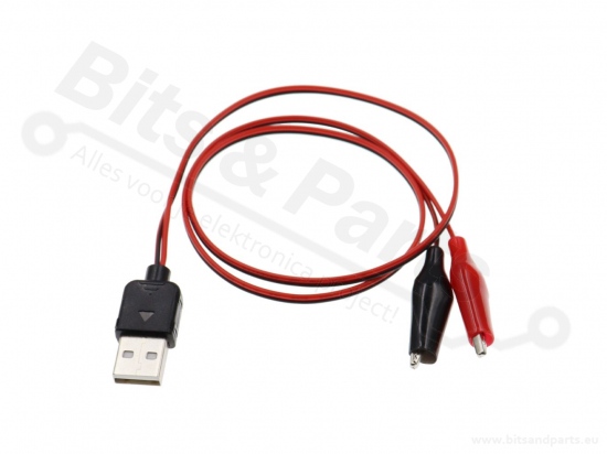 USB Cable USB male to alligator clips red/black